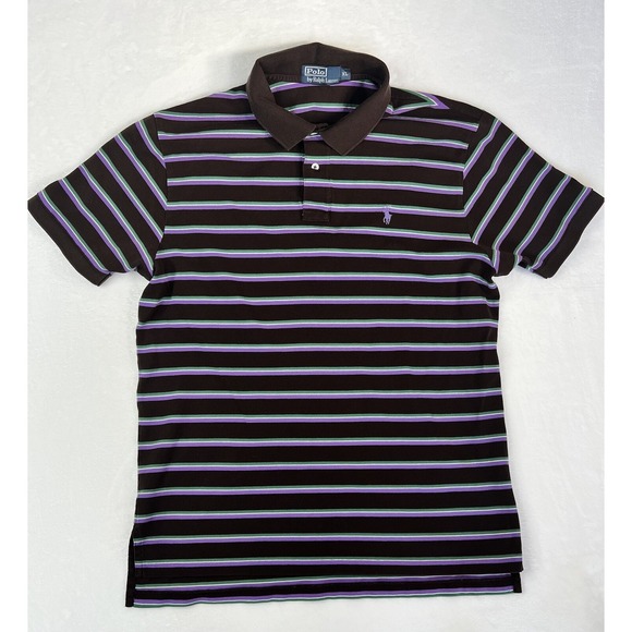 Polo Ralph Lauren Other - Men's Vintage Polo Ralph Lauren Striped  Polo Shirt Brown‎ Purple Green Size XL